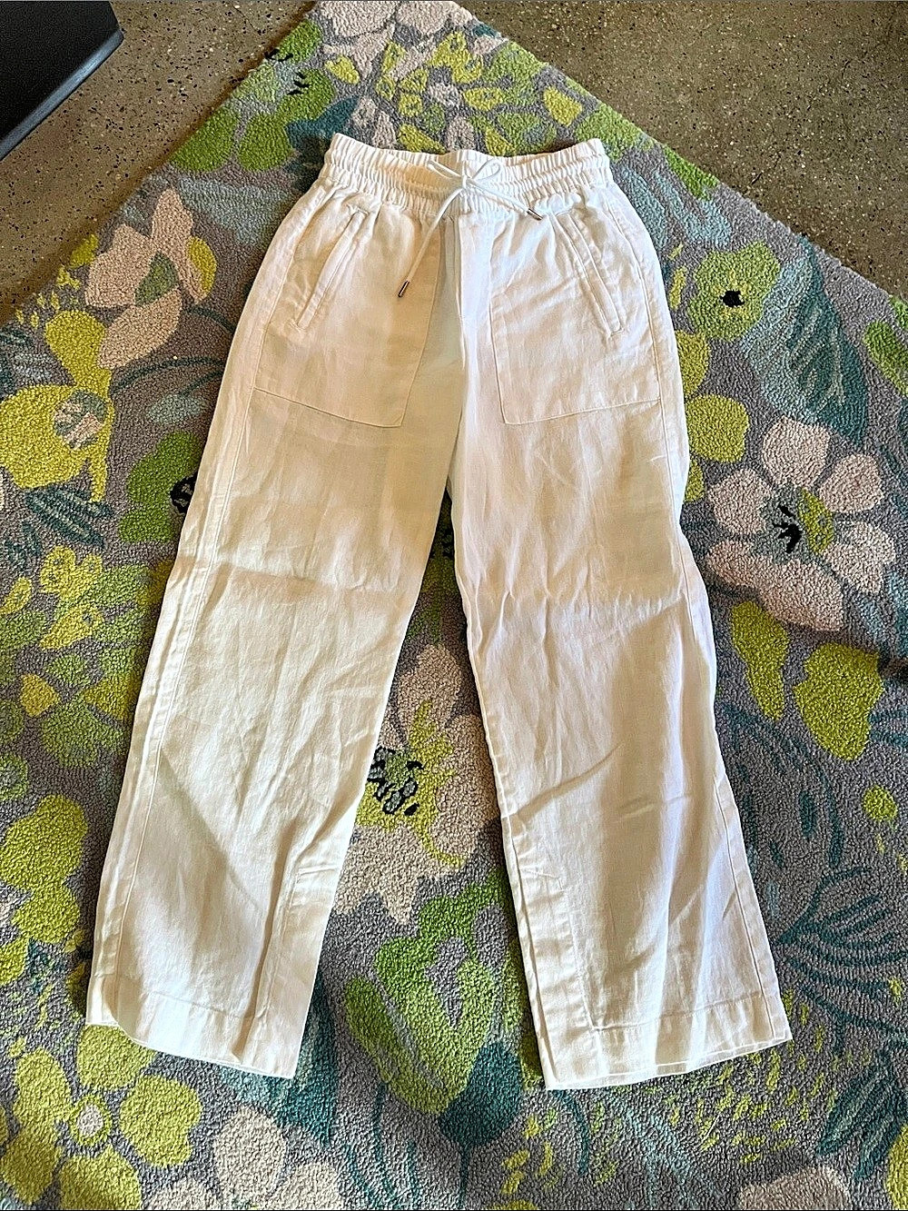 Athleta Retreat Linen High Rise Wide Leg Pant Pants White XXS/P